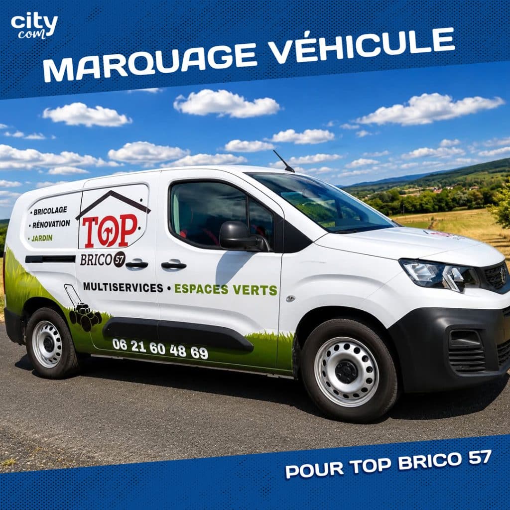 Marquage véhicule à Sarrebourg pour Top Brico 57