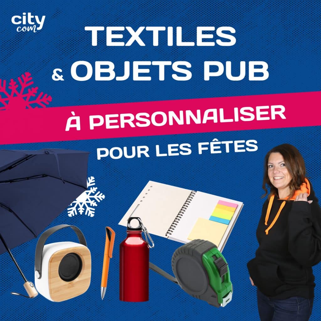 City Com : notre catalogue de textiles et objets pub à personnaliser. Pour professionnels et associations.
